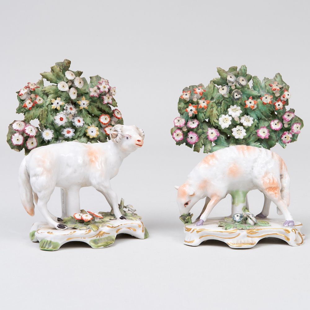 Appraisal: Pair of English Porcelain Ram and Ewe Bocage Groups in