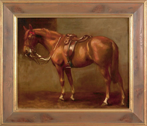 Appraisal: Oil on canvas horse portrait late th c monogrammed verso