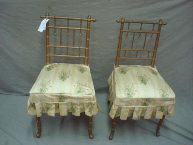 Appraisal: Pair of Gilt Bamboo Chairs From a Washington Heights NYC