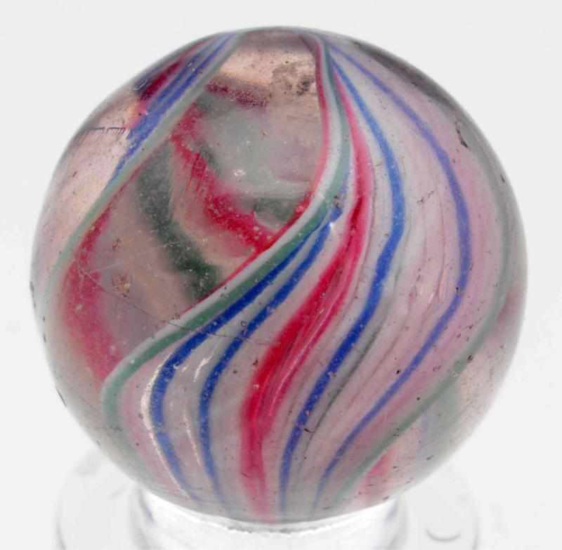 Appraisal: Wide Naked Double Ribbon Swirl Marble Faceted pontil Unusual ribbon