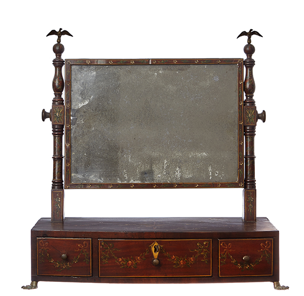 Appraisal: A GEORGE III PAINTED MAHOGANY DRESSING MIRROR CIRCA In Sheraton