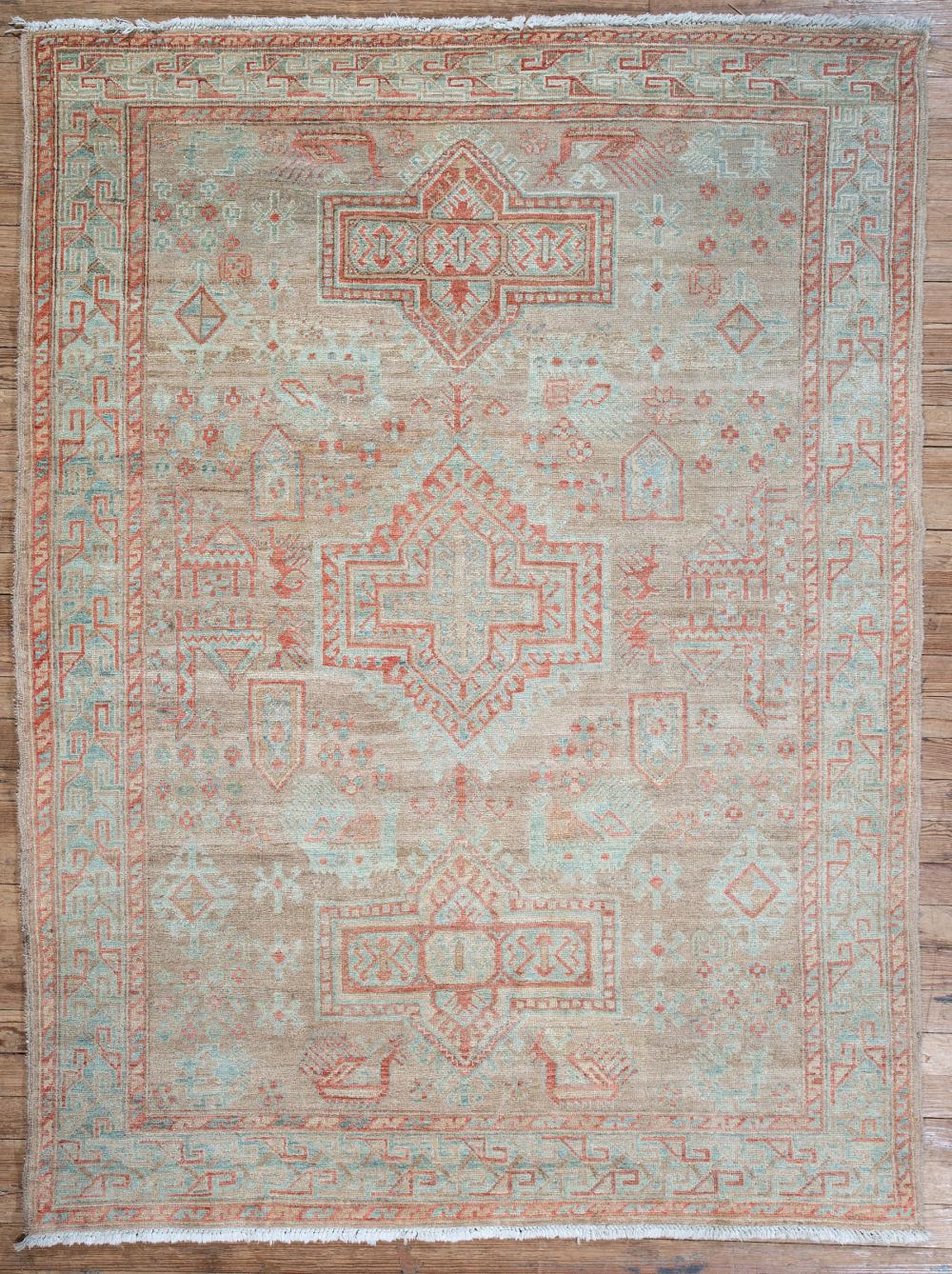 Appraisal: Persian Carpet pale blue ground stylized figural and floral design