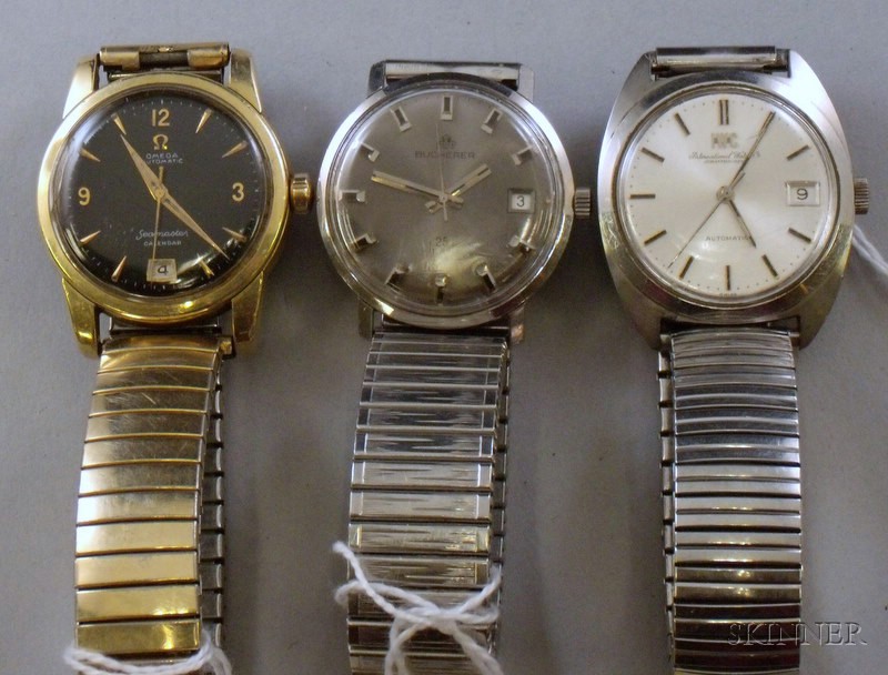 Appraisal: Three Men's Wristwatches IWC Omega and Bucherer including a gold-filled