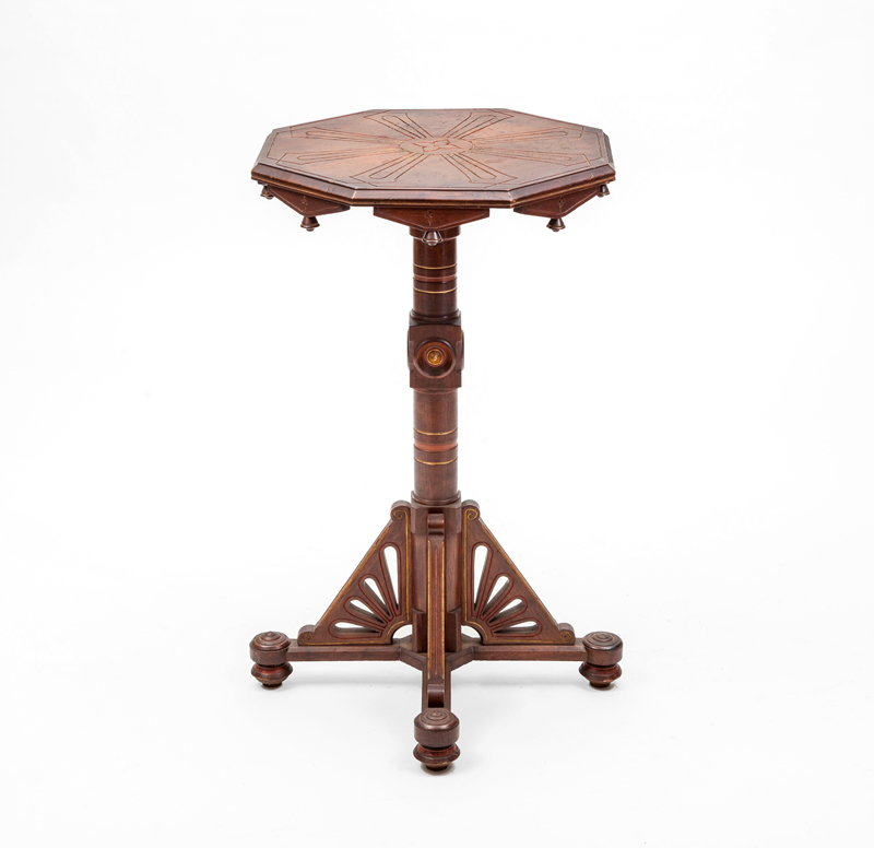 Appraisal: KILLIAN BROTHERS ATTRIBUTION MODERN GOTHIC STAND Walnut gilt-incised and polychrome