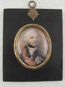 Appraisal: A portrait miniature in oils of Lord Nelson x cm