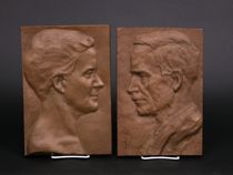 Appraisal: Pair of Signed Bronze Portrait Plaques ca Pair of bronze