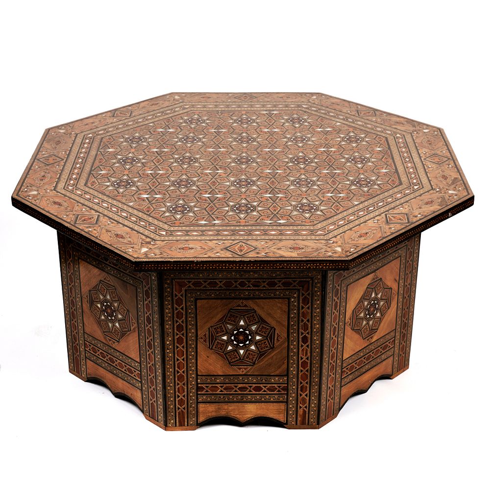 Appraisal: th c Syrian Mother of Pearl Inlaid Coffee Table th