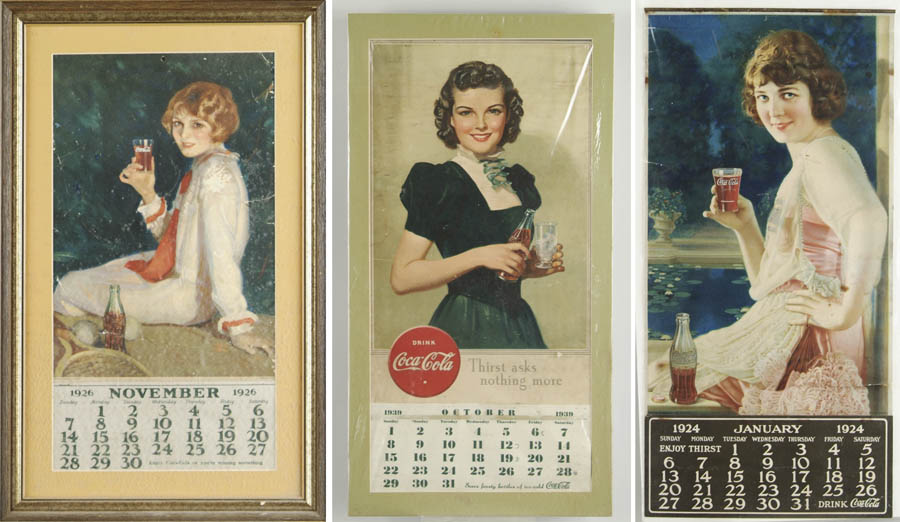 Appraisal: LOT OF THREE COCA-COLA CALENDARS calendar with full date pad