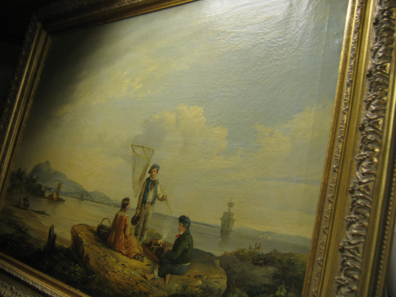 Appraisal: BRITISH SCHOOL TH CENTURY Beach scene with figures by a