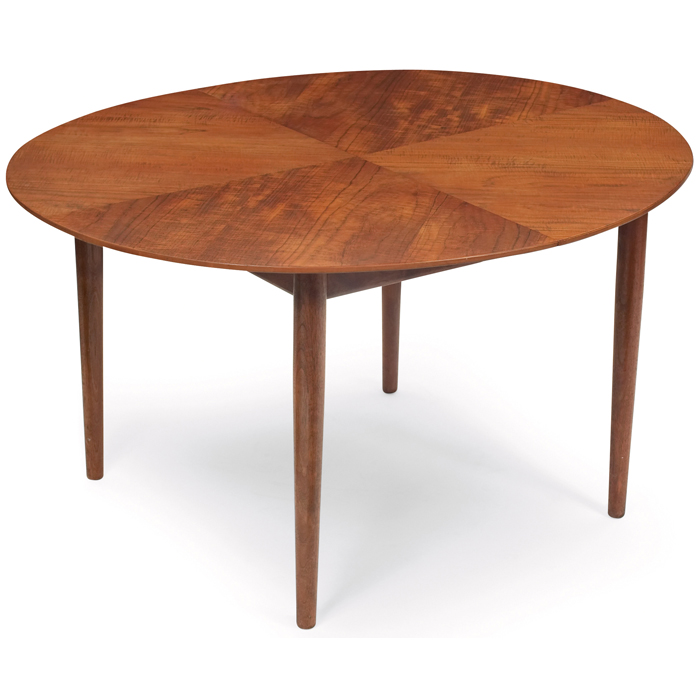 Appraisal: Finn Juhl dining table by Baker oval top with star-burst