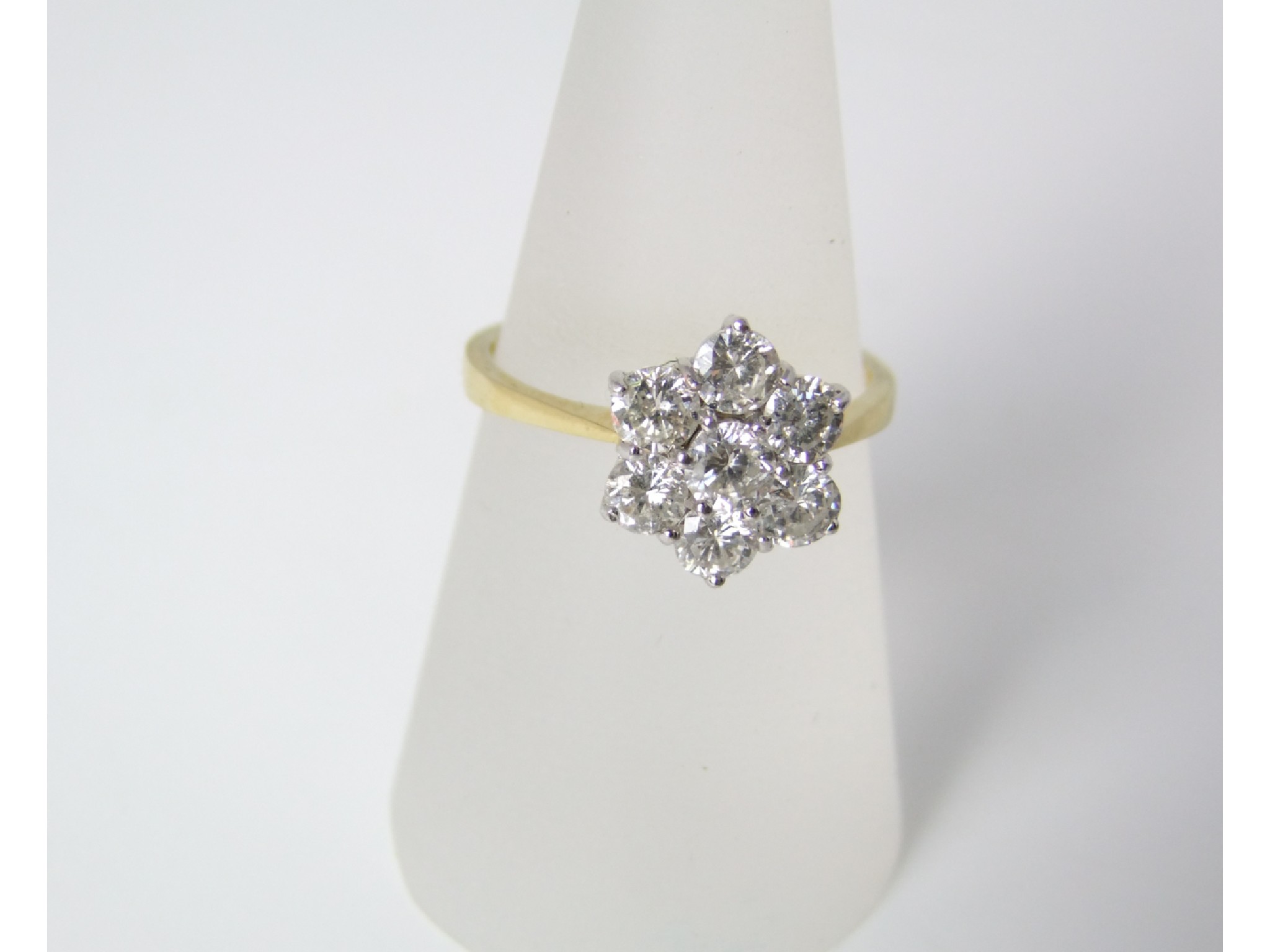 Appraisal: An ct gold diamond cluster ring floral design cts approx