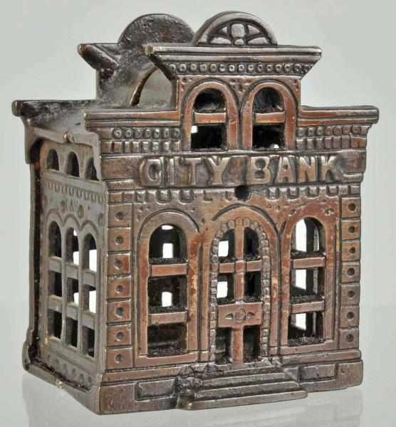 Appraisal: Cast Iron City Bank Still Bank Description All original Condition