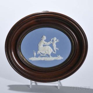 Appraisal: Wedgwood Light Blue Jasper Dip Oval Plaque England late th