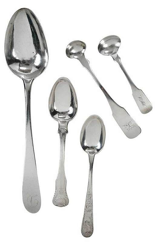 Appraisal: Pieces Southern Coin Silver Flatware including four spoons King's style