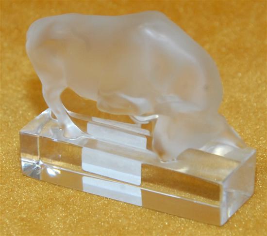 Appraisal: SIGNED LALIQUE GLASS TORO Small loss to left horn L