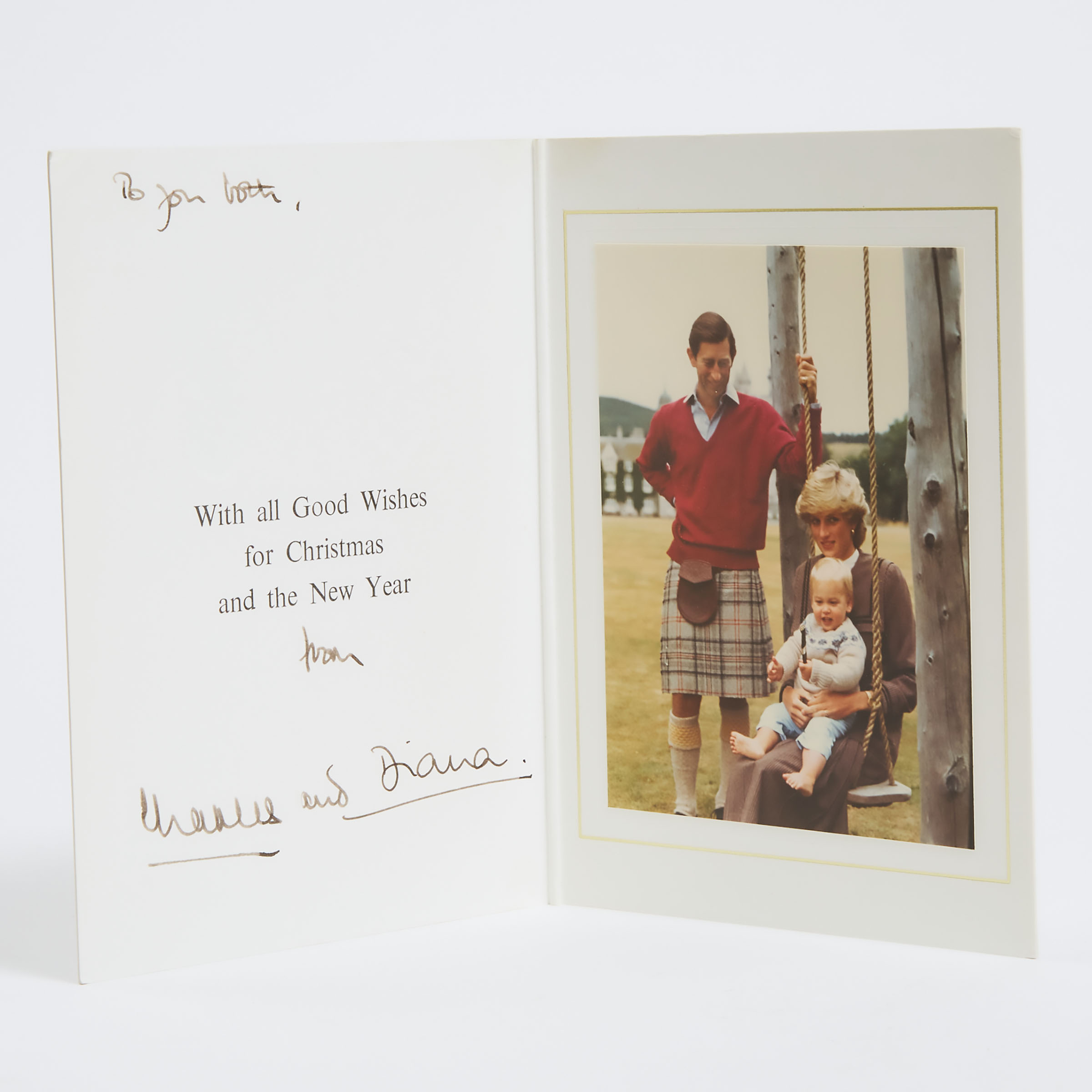 Appraisal: Charles and Diana Christmas Card inscribed and signed by both