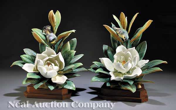 Appraisal: A Pair of Dorothy Doughty Birds c Magnolia Warblers Royal