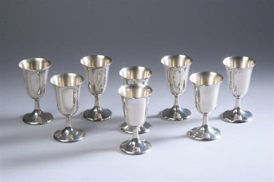 Appraisal: EIGHT W BELL AND CO STERLING SILVER GOBLETS Circular foot