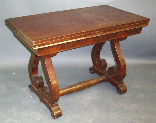 Appraisal: Empire mahogany gaming table c h x w top d