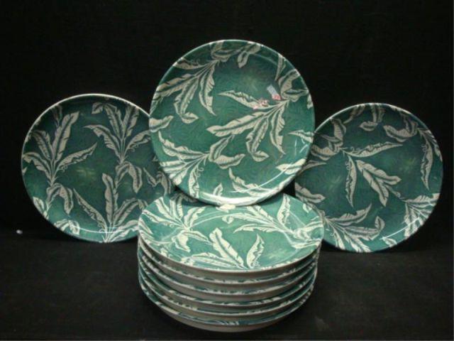 Appraisal: Nine Tepco Green on Ivory Chargers or Platters From a