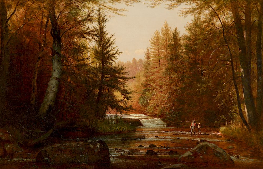 Appraisal: Worthington T Whittredge Fishermen in a Wooded Landscape Exclusive on