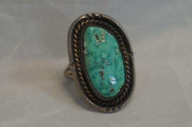 Appraisal: 's- 's Native American - silver ring with polished natural