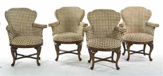 Appraisal: Four Upholstered Wingback Armchairs Richard Himmel having an arched crest