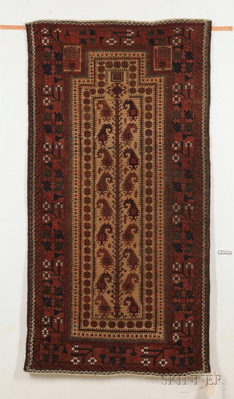 Appraisal: Baluch Prayer Rug Northeast Persia last quarter th century black