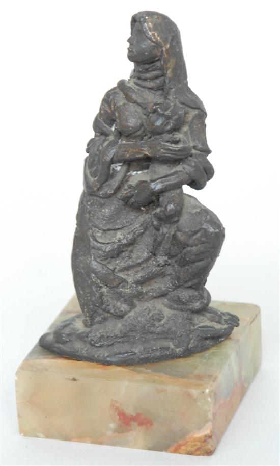 Appraisal: BRONZE FIGURAL GROUP MOTHER AND CHILD ON ONYX BASE H