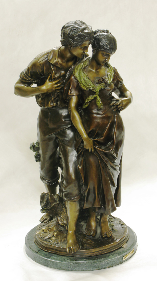 Appraisal: AFTER LUCA MADRASSI ITALY - two lovers patinated bronze sculpture