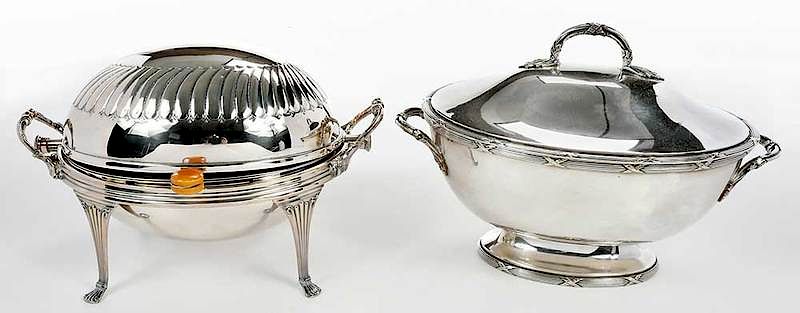 Appraisal: Two pieces silver plate probably English th century oval tureen