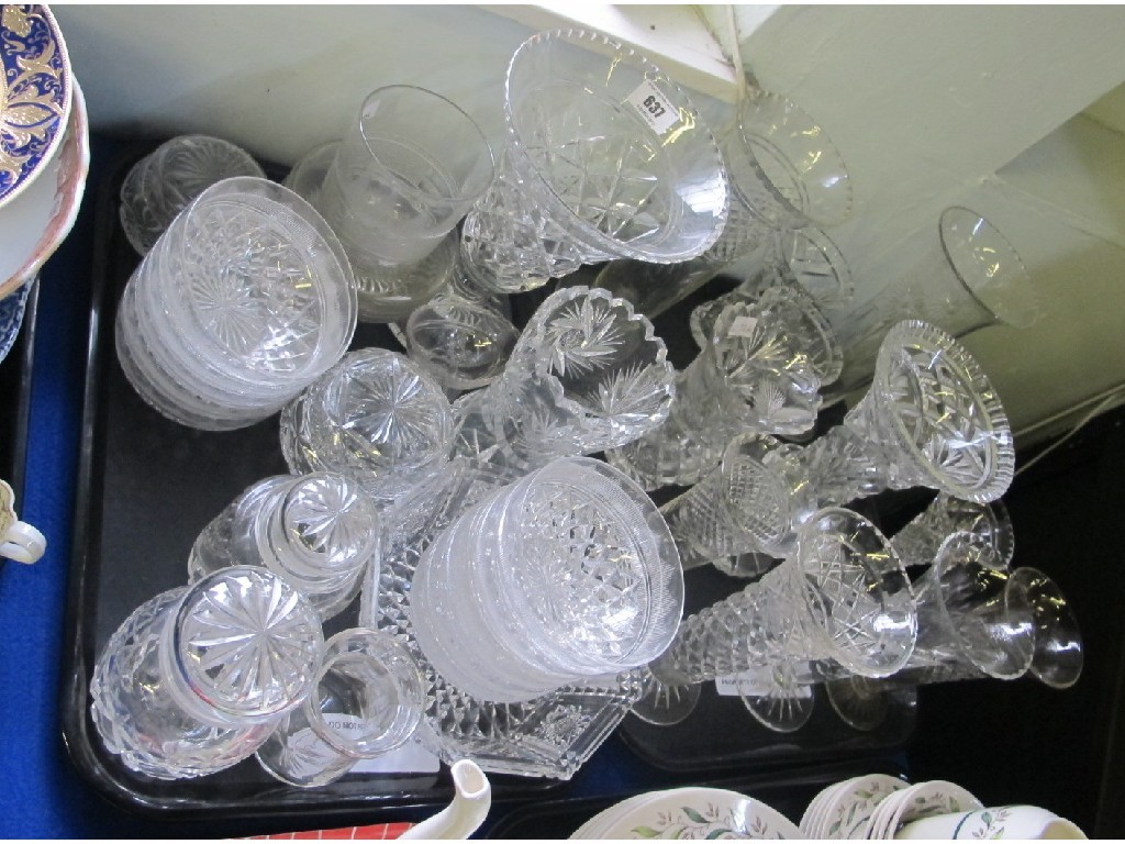 Appraisal: Two trays of cut glass and crystal including rinsers vases