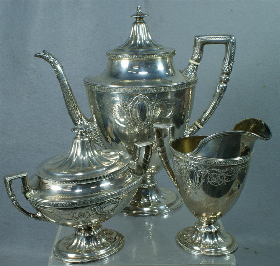 Appraisal: pc R Wallace Son sterling silver teaset pattern - with