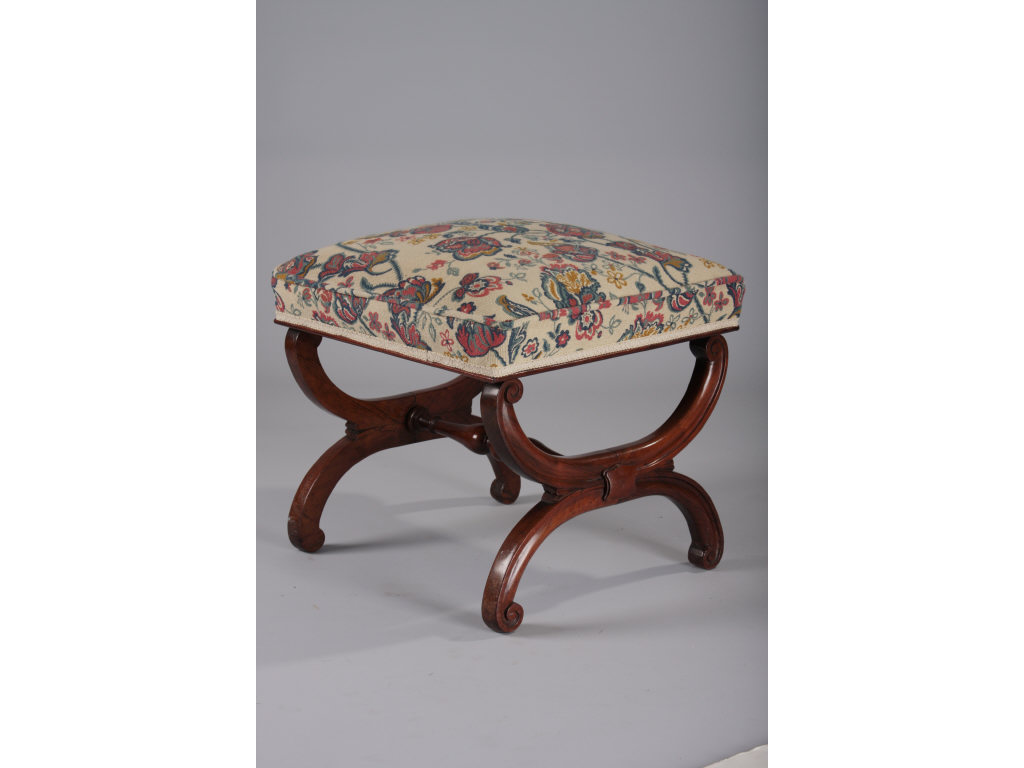 Appraisal: Curule Footstool William IV English rosewood frame with upholstered seat