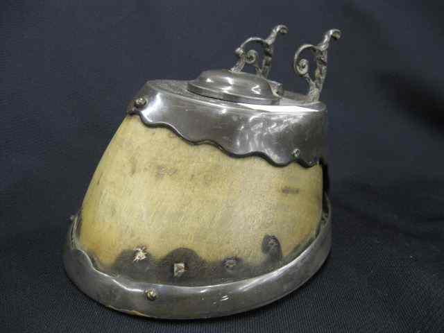 Appraisal: Victorian Figural Inkwell with Horse Hoof remembrance of ''Tibbie'' with