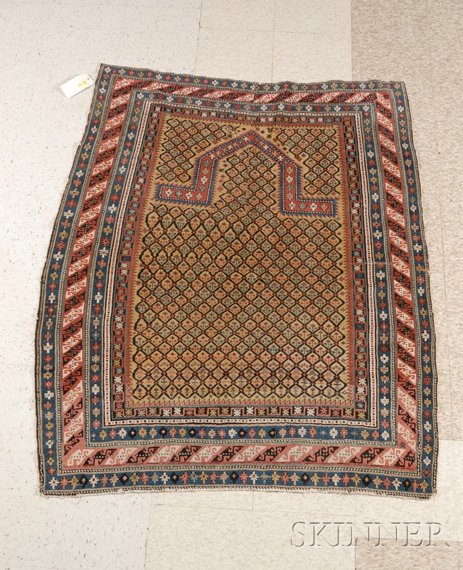 Appraisal: Caucasian Prayer Rug with trelliswork design on a canary yellow