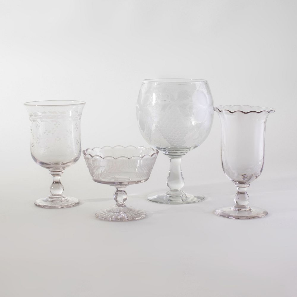 Appraisal: Group of Four Colorless Glass Table Articles Comprising A large