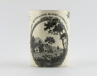 Appraisal: Channel Island interest A Wedgwood creamware dated mug printed with