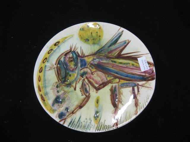 Appraisal: Nahum Tschacbasov Studio Pottery Plate handpainted fly decor by famous