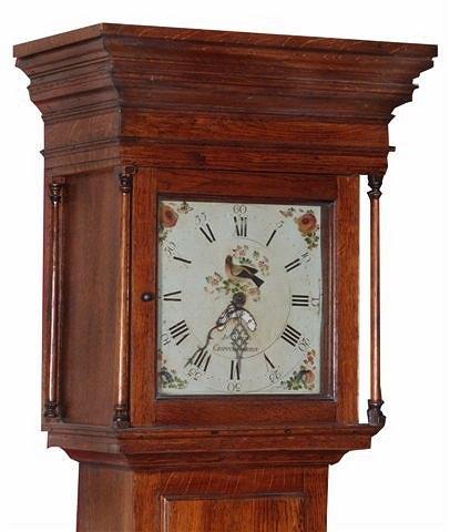 Appraisal: A TH CENTURY OAK CASED HOUR LONG CASED CLOCK by