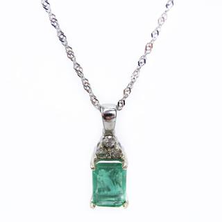 Appraisal: Approx Carat Emerald Carat Diamond and Karat White Gold Pendant