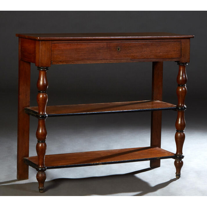 Appraisal: French Provincial Carved Walnut Serving Trolley c the rectangular top