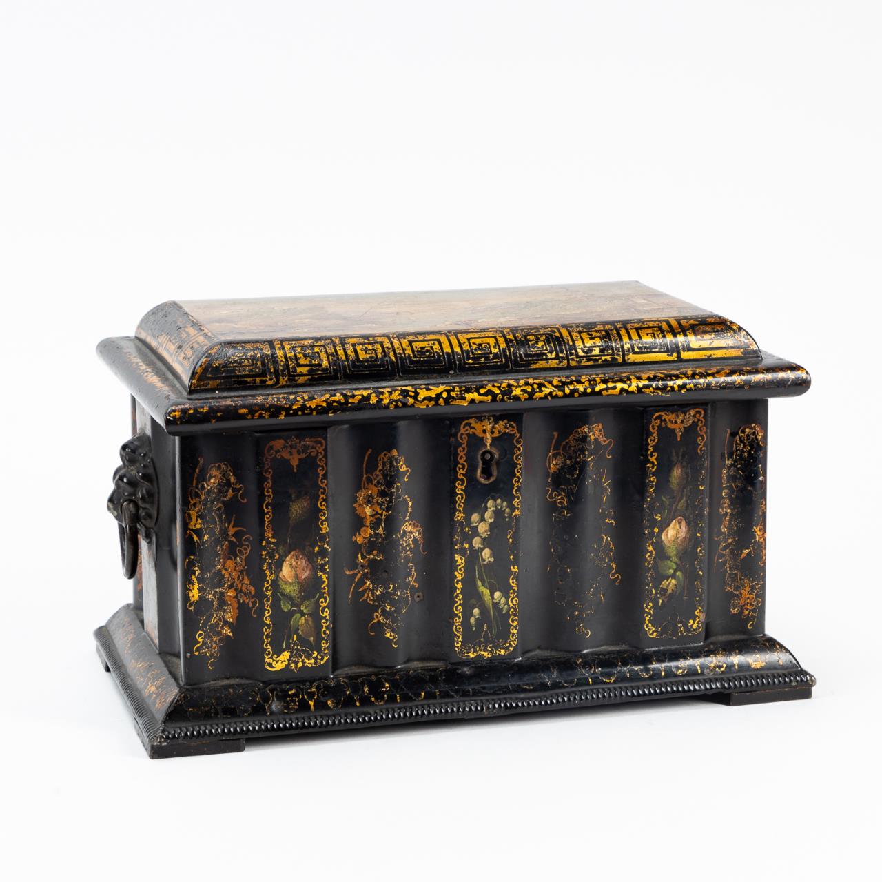 Appraisal: TH C CHINOISERIE DECORATED TOLE TEA CADDY English or French