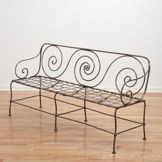 Appraisal: French Art Nouveau steel cafe bench French Art Nouveau steel