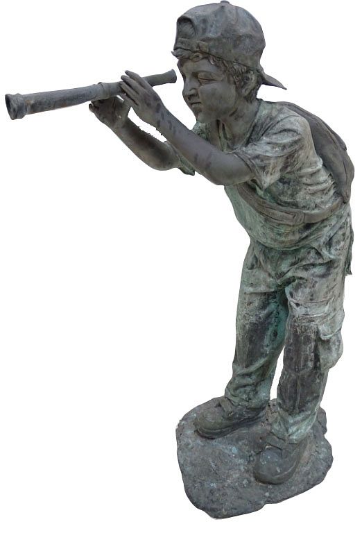 Appraisal: Contemporary Bronze Boy Looking In Binocular Contemporary Bronze Boy Looking