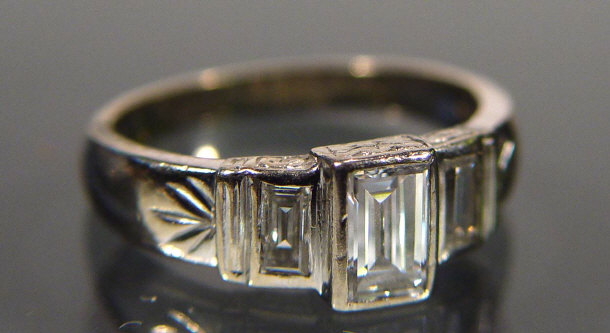 Appraisal: ct white gold diamond baguette cut ring approximately ct