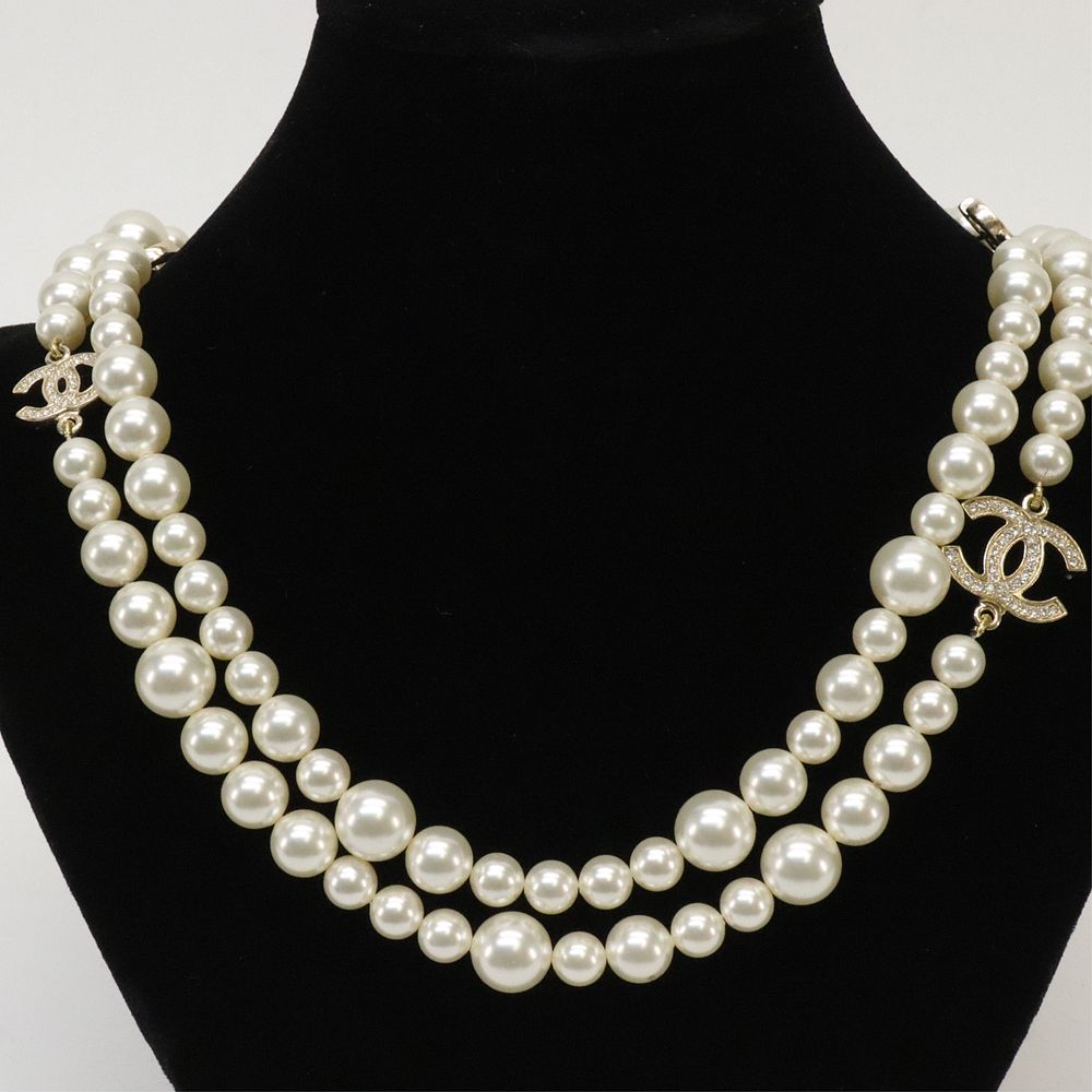 Appraisal: Chanel Double Strand Pearl Necklace Chanel Spring collection double strand