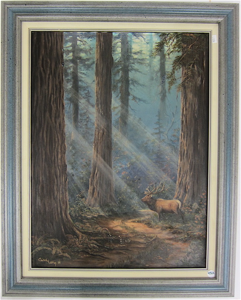 Appraisal: CAROL LONG OIL ON CANVAS American th century Elk in