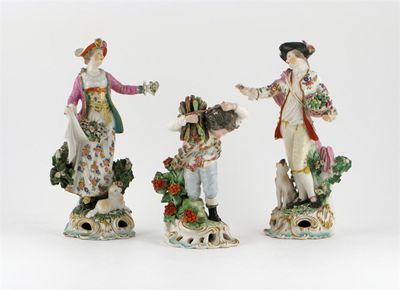 Appraisal: A pair of Derby figures of a floral shepherd and