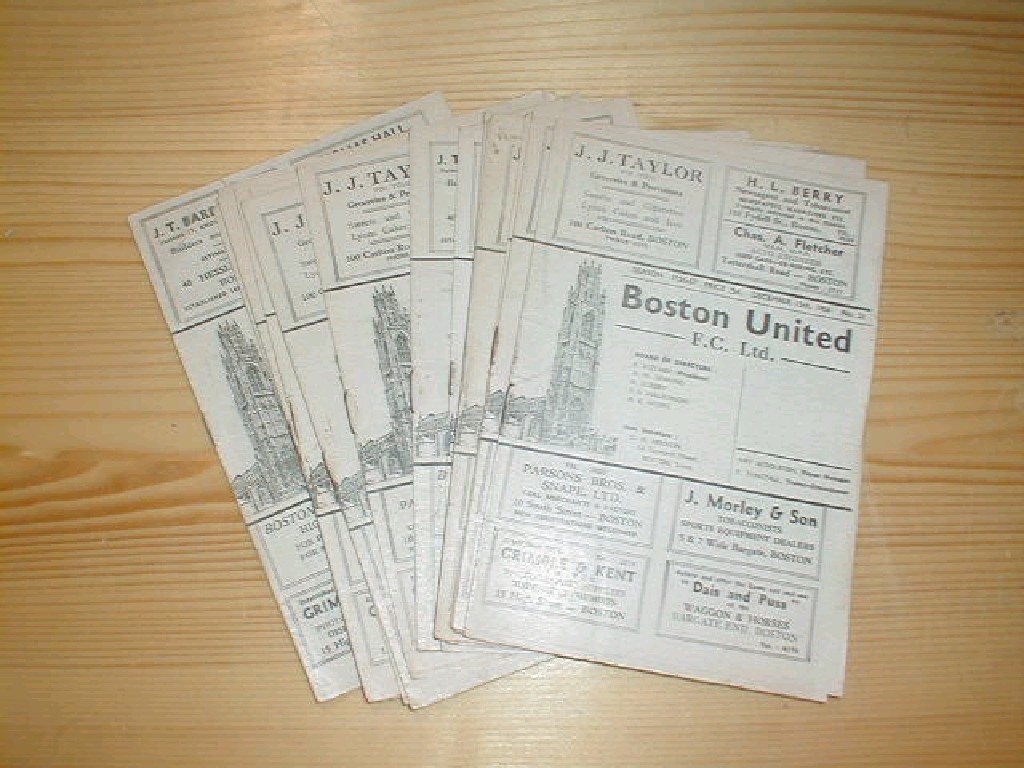 Appraisal: Boston United football programmes from the 's